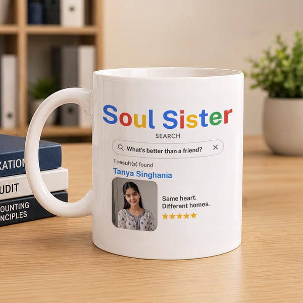 Personalized Soul Sister Google Search Mug for Rakhi
