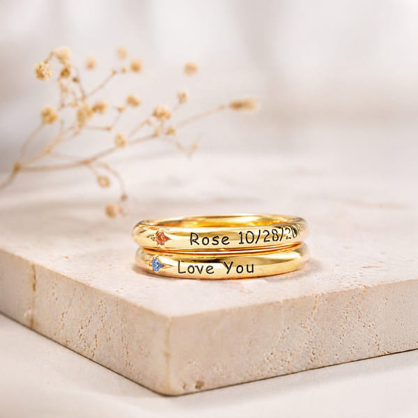 Personalized Stackable Ring Duo for Mom
