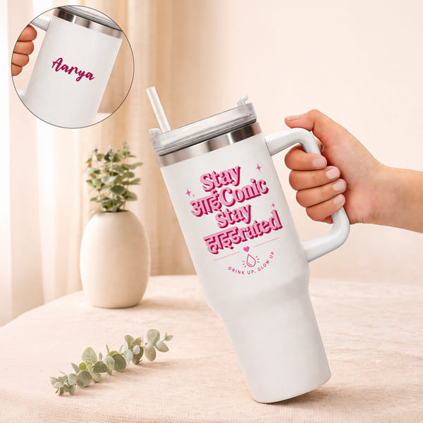 Personalized Stay Iconic and Hydrated White Tumbler