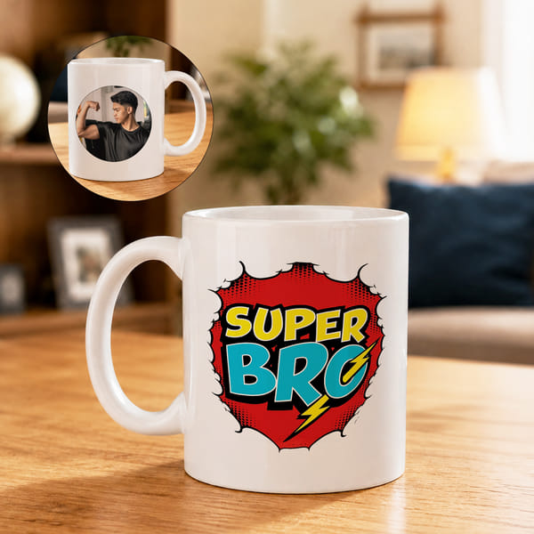 Personalized Super Bro Coffee Mug For Rakhi