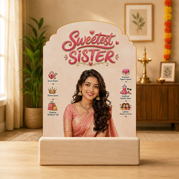Personalized Sweetest Sister Caricature for Rakhi