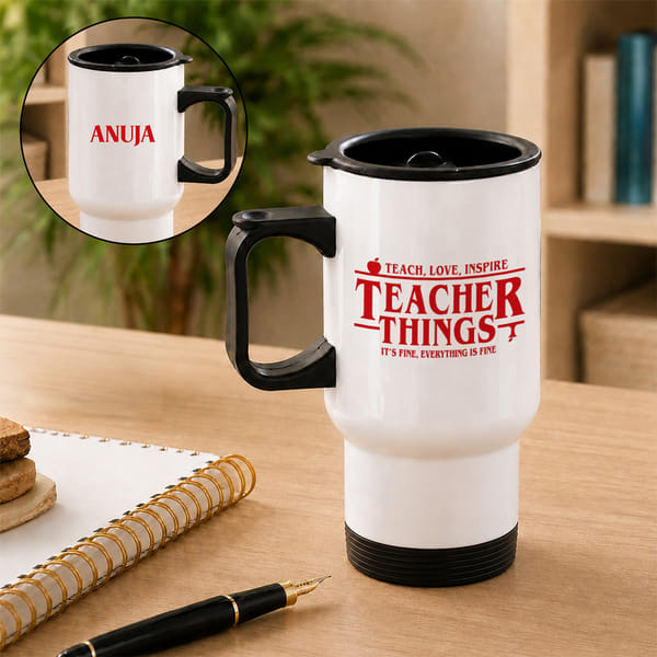 Personalized Teacher Things Travel Mug