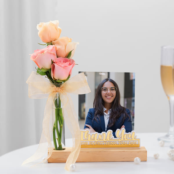 Personalized Thankful Test Tube Photo Stand Combo For Her