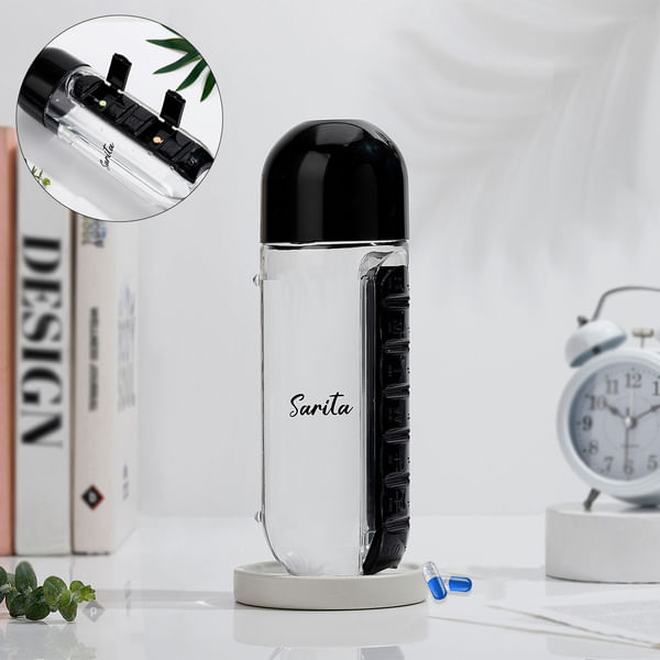 Personalized Transparent Bottle With Pill Storage