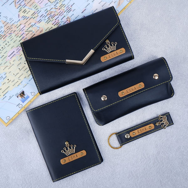 Personalized Travel Essentials Hamper For Her - Black