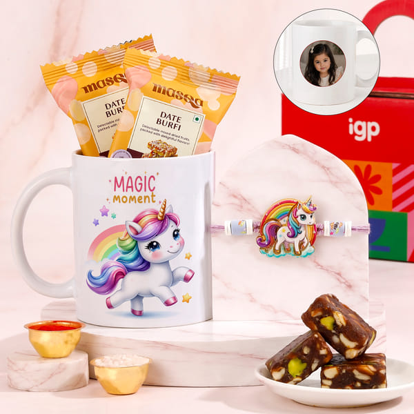 Personalized Unicorn Kids Rakhi Gift Set