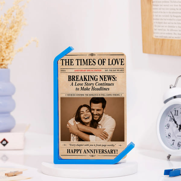 Personalized Vintage Newspaper Photo Frame Stand