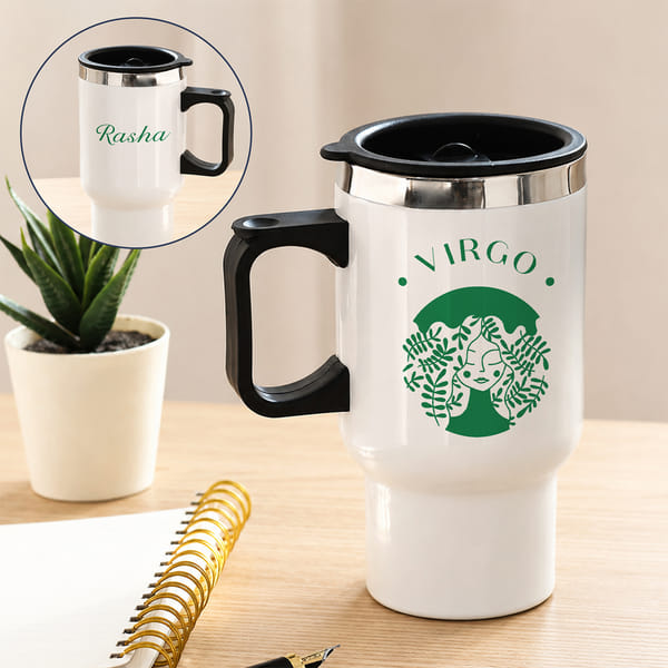 Personalized Virgo Girly Travel Mug