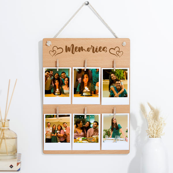 Personalized Wall-Mountable Wooden Photo Clip Board