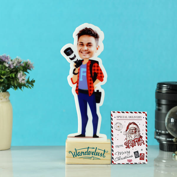 Personalized Wanderlust Caricature Secret Santa Gift For Him