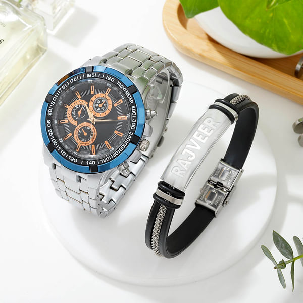 Personalized Watch And Bracelet Combo For Men