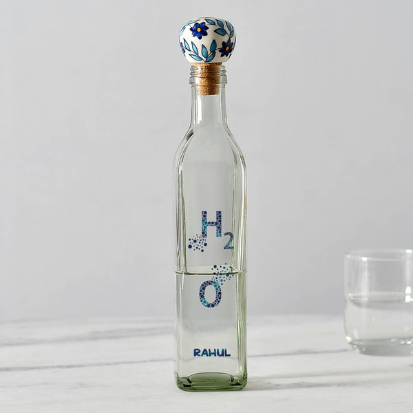 Personalized Water Bottle with Hand Painted Ceramic Stopper