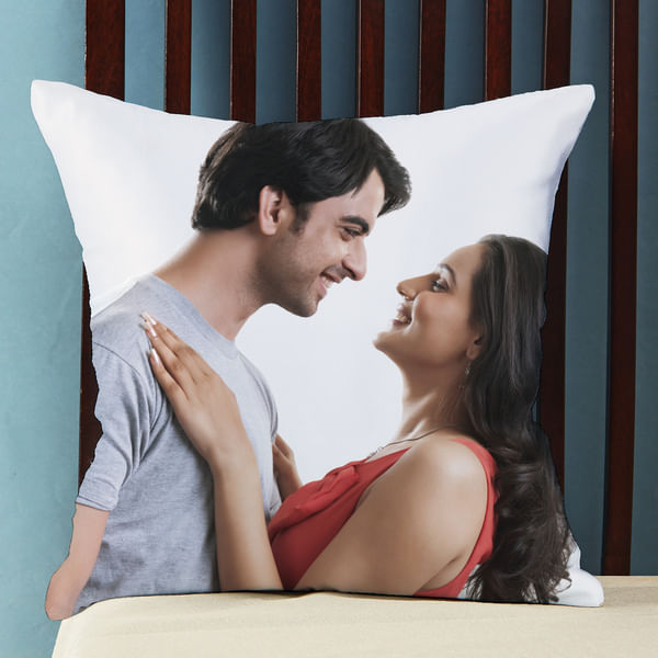 Personalized White Satin Photo Cushion