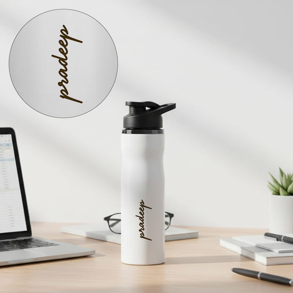 Personalized White Stainless Steel Bottle
