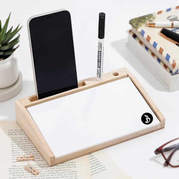 Personalized Wooden Desk Organizer With Whiteboard