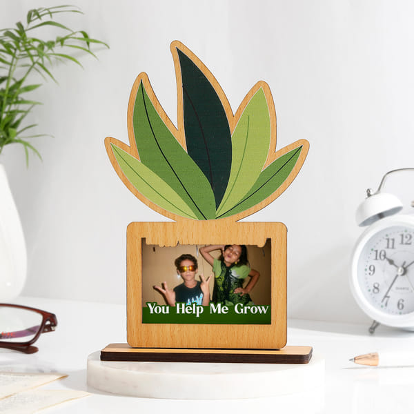 Personalized Wooden Plant Sibling Photo Frame