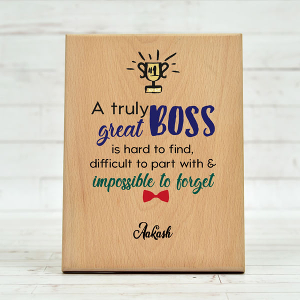 Personalized Wooden Plaque for Boss
