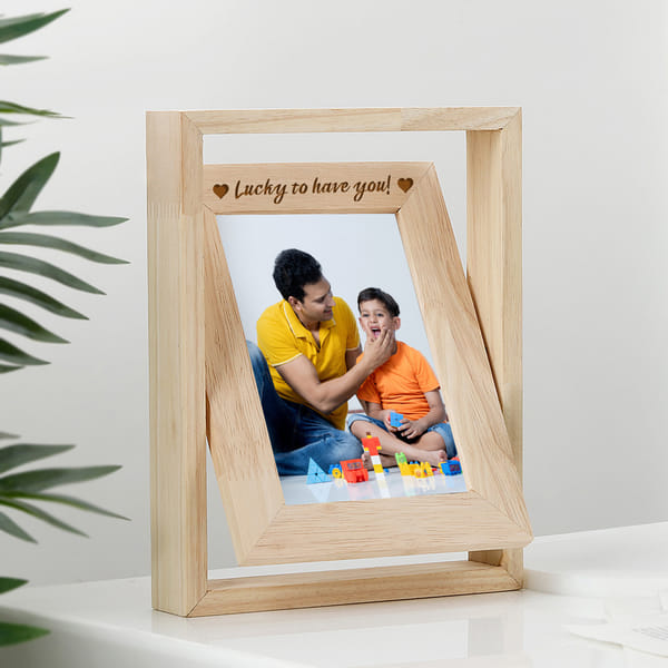 Personalized Wooden Rotating Photo Frame