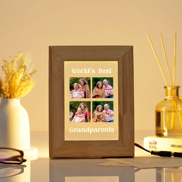 Personalized World's Best Grandparents LED Frame