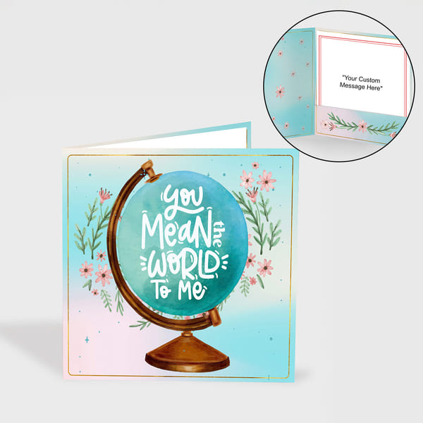 Personalized You Mean The World To Me Valentine's Day Greeting Card