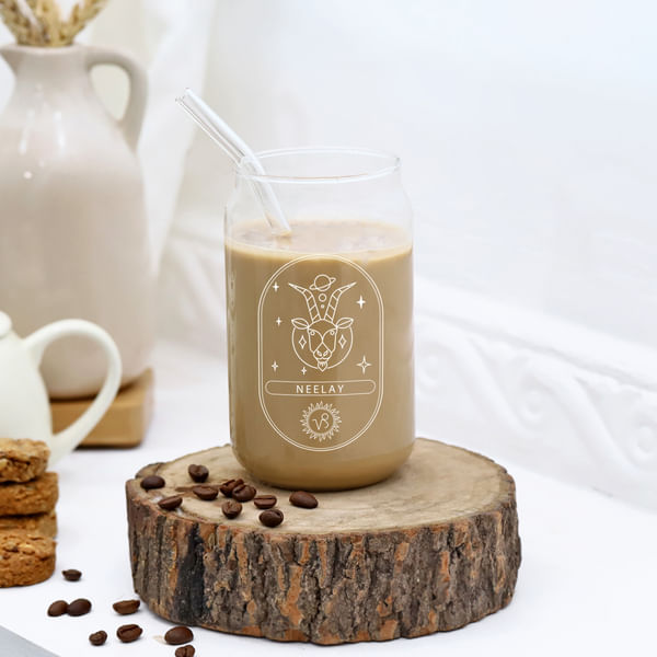 Personalized Zodiac Can Glass With Straw - Capricorn