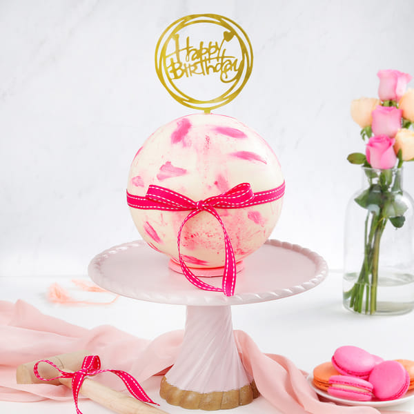 Pink Chocolate Pinata Ball Cake for Birthday (1 Kg)