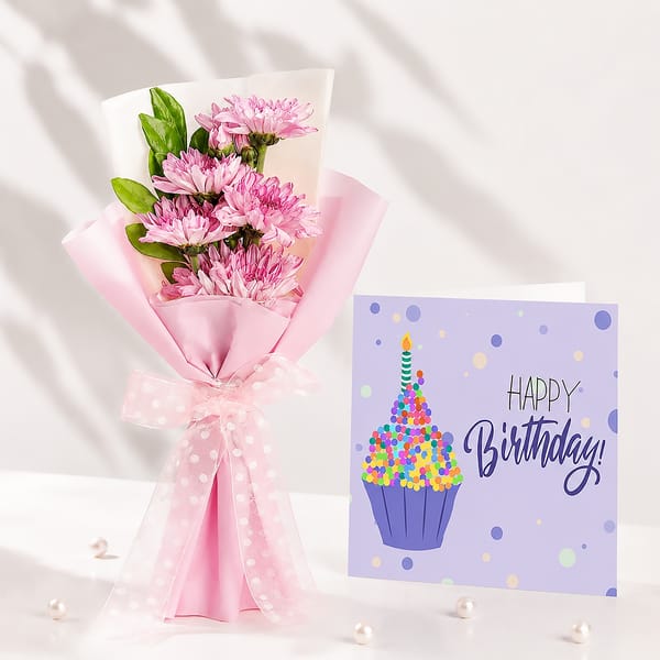Pink Florals with Card