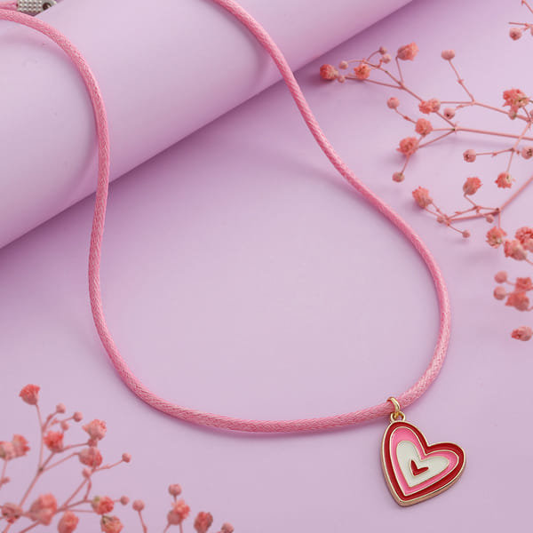 Pink Heart Design Pendant Chain