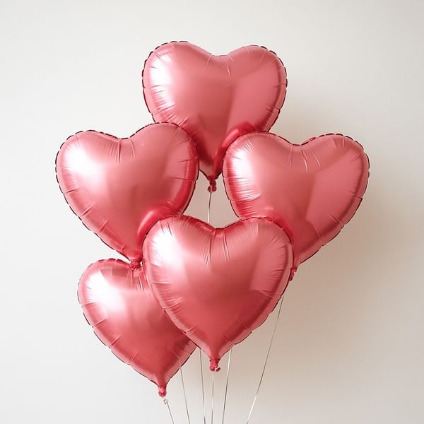 Pink Heart Foil Balloons-Set Of 5