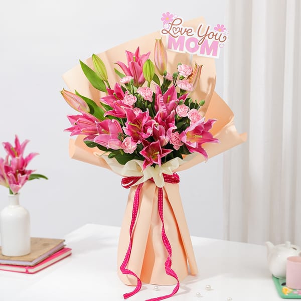 Pink Lilies & Carnations for Mother's Day