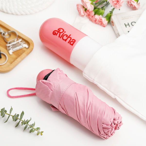Pink Personalized Capsule Umbrella