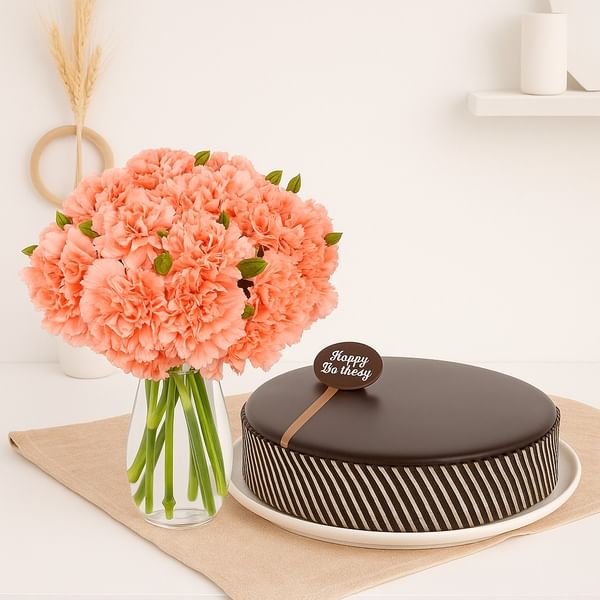 Pink Petals And Chocolate Bliss Birthday Combo