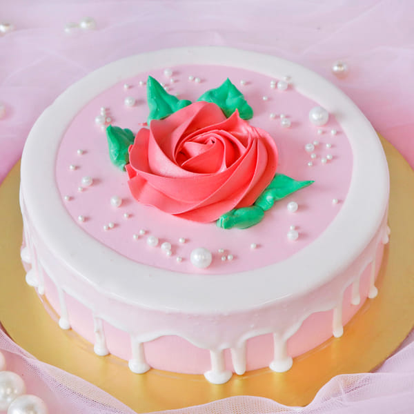 Pink Rose Chocolate Flavor Cake (1 Kg)