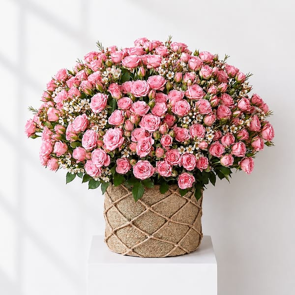 Pink Rose Garden Basket