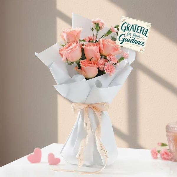 Pink Roses Teacher's Day Bouquet