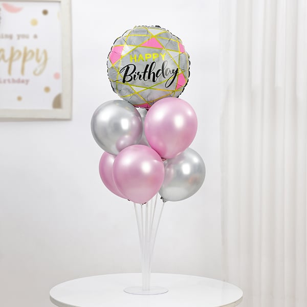 Pink & Silver Birthday Balloon Bouquet