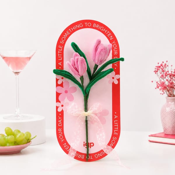 Pink Tulip Pipe Cleaner Flower
