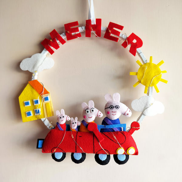 Playful Cartoons Personalized Name Hoop Hanging