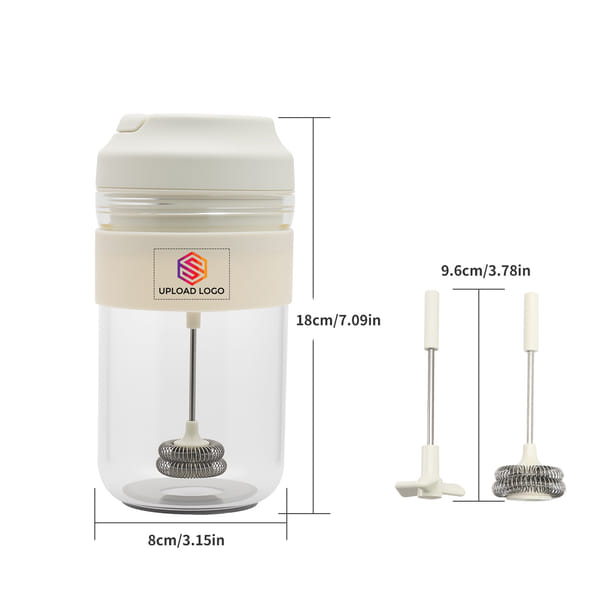 Portable Borosilicate Mug with Frother & Beater