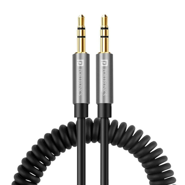 PORTRONICS KONNECT AUX 6 1.5 METER LONG SPIRAL AUX CABLE