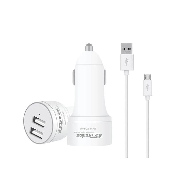 PORTRONICS POR 663 CAR POWER 2T 2.4A CAR CHARGER WITH DUAL USB PORTS