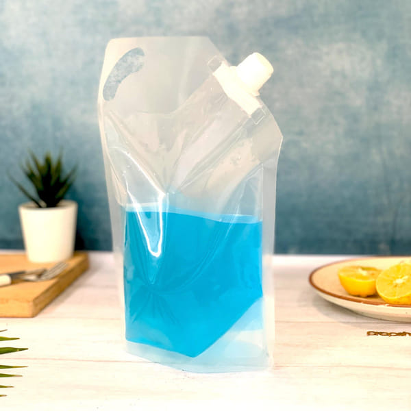 Pouch With Nozzle - Transparent - 1L - Set Of 2