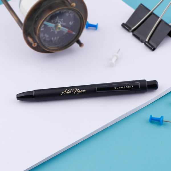 Premium Full Black Ball Pen - Customized with Name