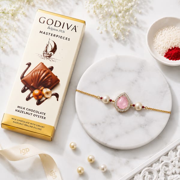 Premium Kundan Bracelet Rakhi with Godiva Chocolate