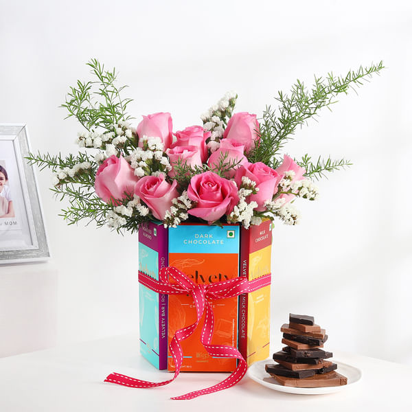 Pretty Pink And Beautiful Brown Vase