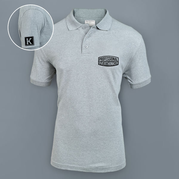 Professional Overthinker Personalized Polo T-shirt - Grey