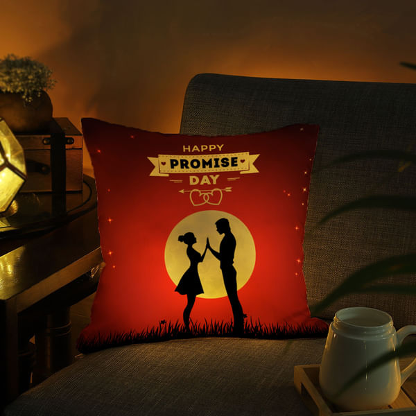 Promise Day Valentine LED Satin Cushion