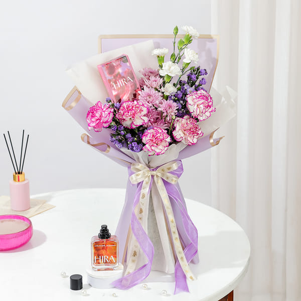 Purple Heart Bouquet & HIRA Perfume