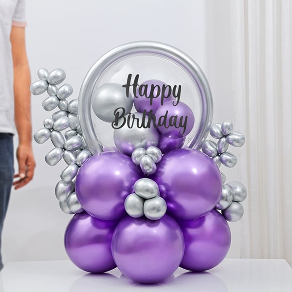 Purple & Silver Birthday Balloon Bouquet