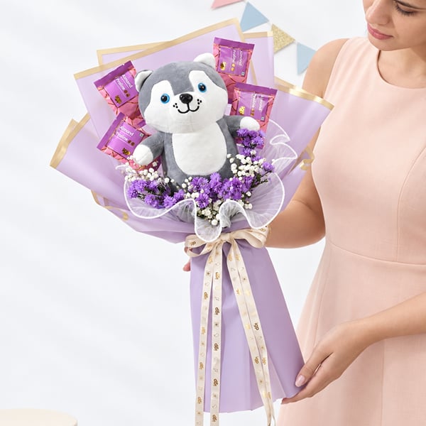 Purple Teddy Bear Bouquet